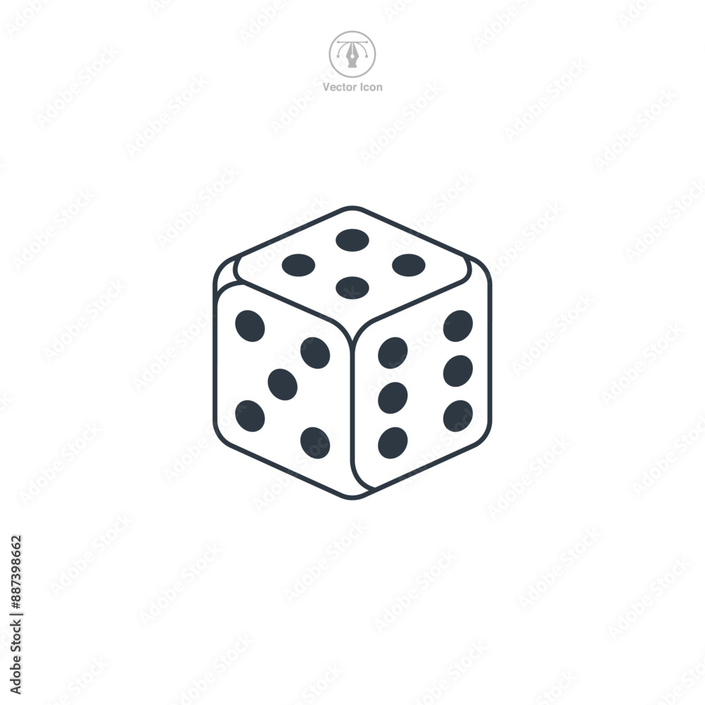 Dice cube icon theme symbol vector illustration isolated on white background Dice cube icon theme symbol vector illustration isolated on white background