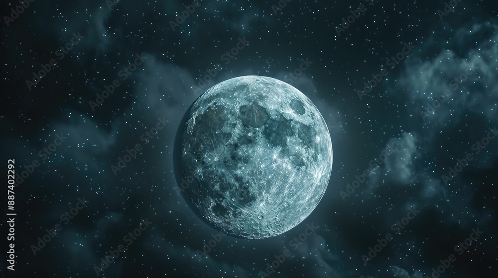 Fototapeta premium Beautiful full moon on a dark sky