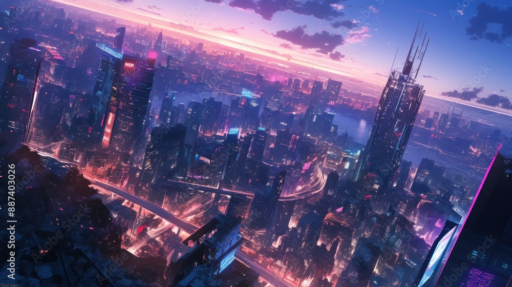 Futuristic Cityscape at Sunset Futuristic Cityscape at Sunset