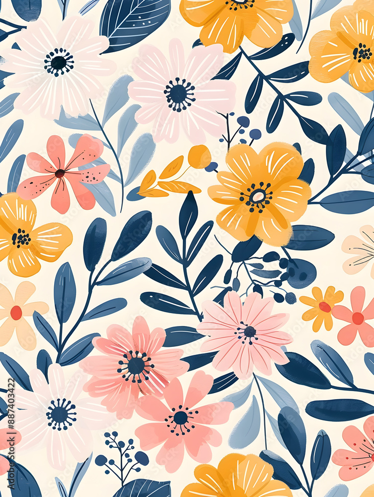 2D flower and leaf cards in various styles 2D flower and leaf cards in various styles