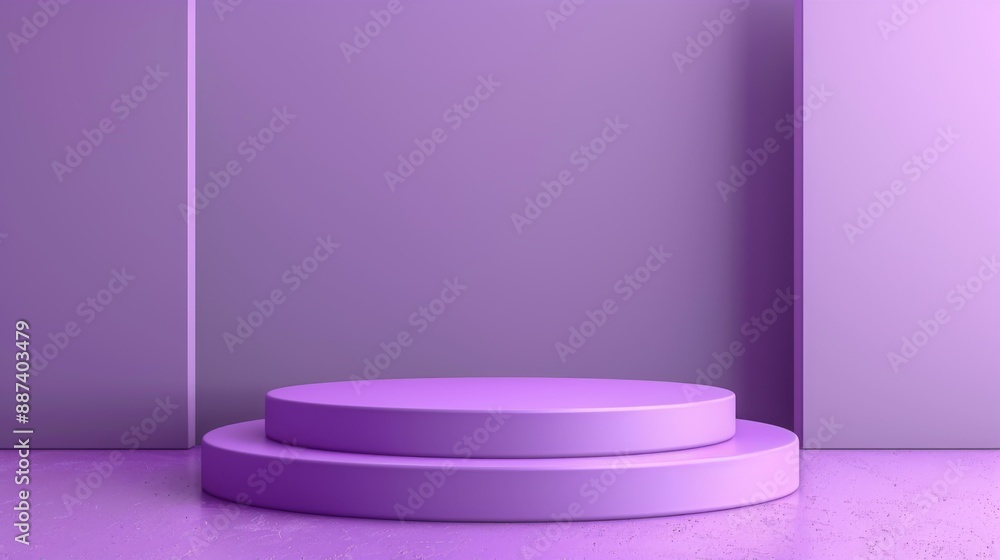 close up, tall round empty podium in a soft lavender studio backdrop - close up, tall round empty podium in a soft lavender studio backdrop -