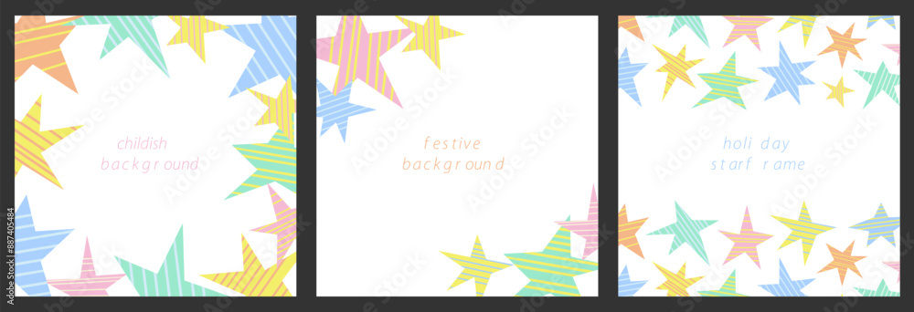 A set of playful childish square banner with stars pattern A set of playful childish square banner with stars pattern