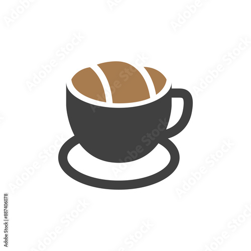 a cup of coffee cafe concept flat logo design vector