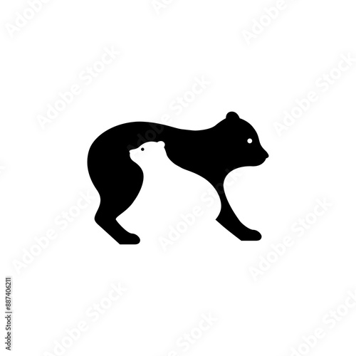 family bear animal wildlife bear cubs logo design flat vector