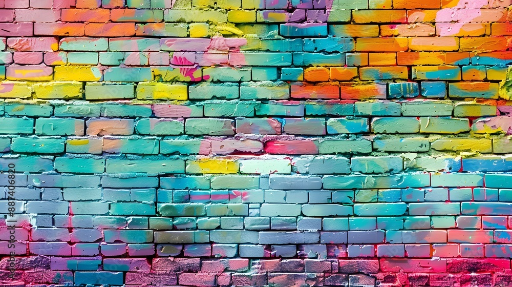 Colorful brick wall background. Colorful brick wall background.