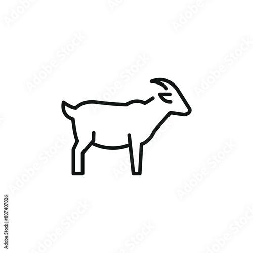 Goat icon. A simple outline of a goat, symbolizing farm life, agriculture, and sustainable farming practices. This icon is ideal for use in materials related to farming and rural. Vector illustration