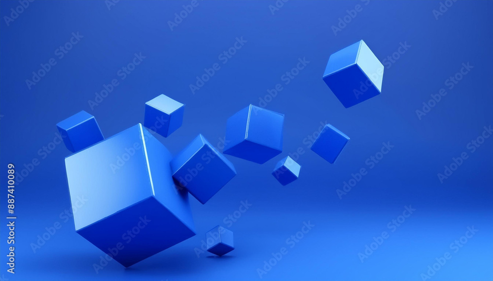 Abstract geometric composition, blue background design, 3d render Abstract geometric composition, blue background design, 3d render