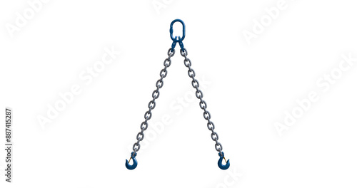 Two-leg chain; double leg chain sling; safe lifting equipment; Oblong and grab hook arrangement photo