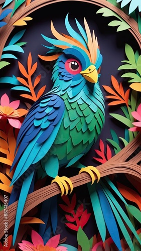 A mesmerizing paper-cut animation of the Quetzal comes to life on the screen