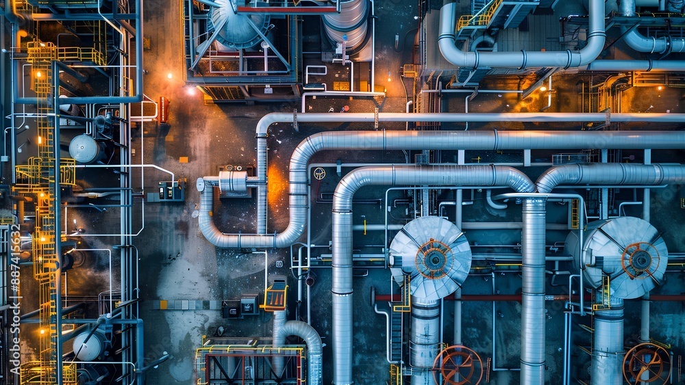 Arial top view for plant industry pipeline Arial top view for plant industry pipeline