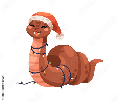 Cute funny snake, Chinese New Year mascot, animal symbol. Happy smiling CNY z...