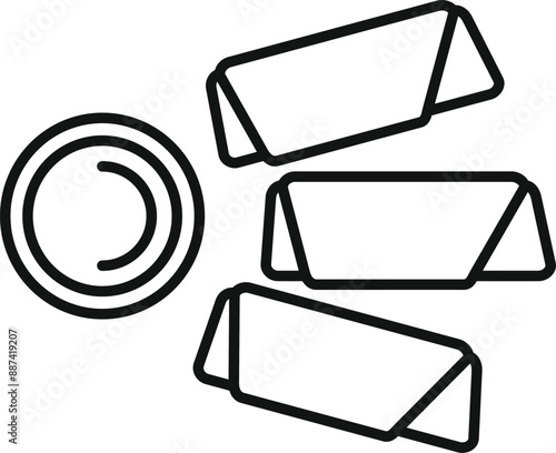 Spring rolls with sauce icon, asian food illustration in thin line style