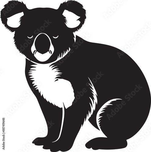 koala Black Vector silhouette art White Background Free Download