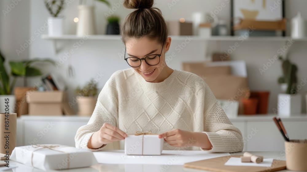 An Etsy seller carefully packaging a handmade jewelry piece. An Etsy seller carefully packaging a handmade jewelry piece.