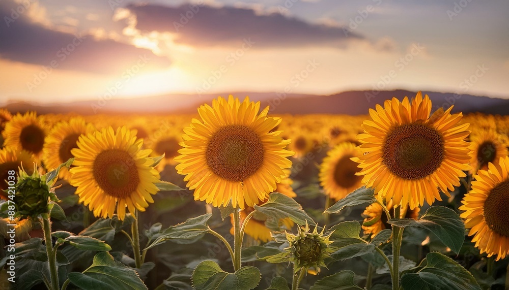 Fototapeta premium Timeless Beauty: Sunflowers' Vibrant Presence and Easy Nature Captivate All Seasons
