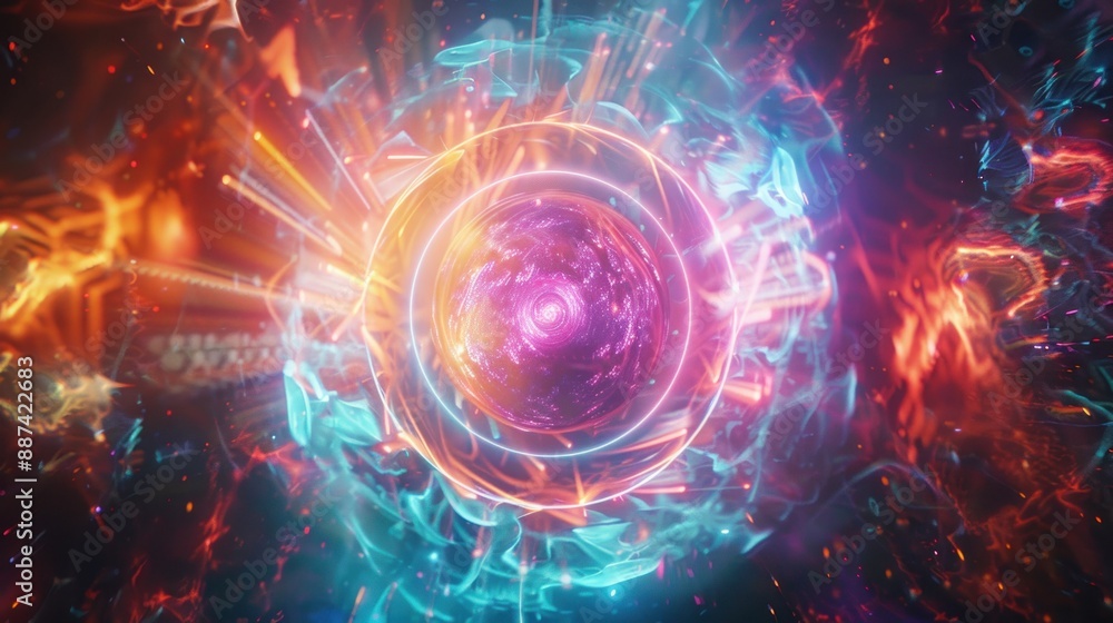 Obraz premium Energy vortex in vibrant colors with glowing core