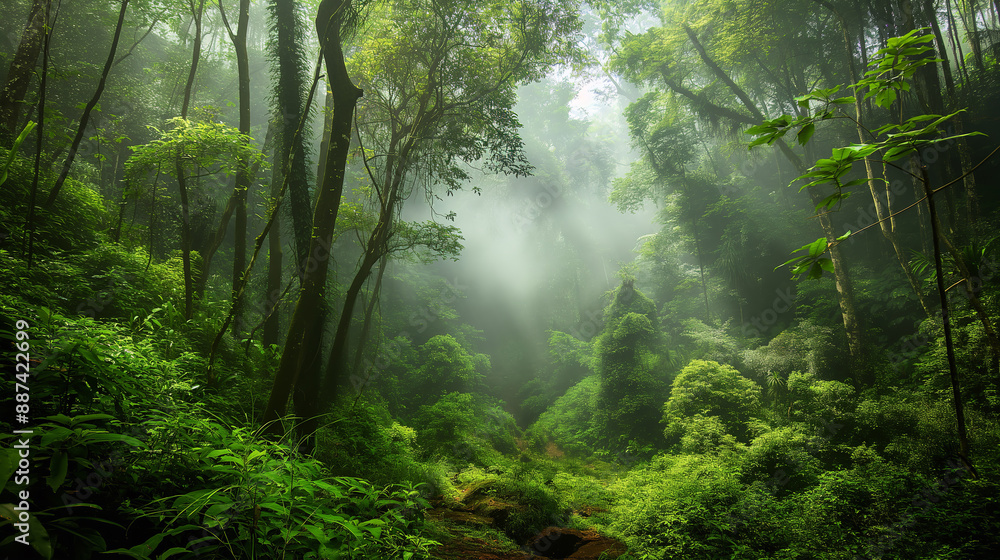 Obraz premium sun rays in the forest