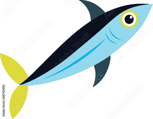 Anchovy small forage fish isolated vector illustration icon. Vector, icon, logo, png. Vector shoaling fish used as food and bait. European anchovy, Engraulis encrasicolus, Anchoa, Anchoviella, Engraul