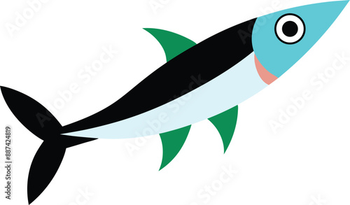 Anchovy small forage fish isolated vector illustration icon. Vector, icon, logo, png. Vector shoaling fish used as food and bait. European anchovy, Engraulis encrasicolus, Anchoa, Anchoviella, Engraul