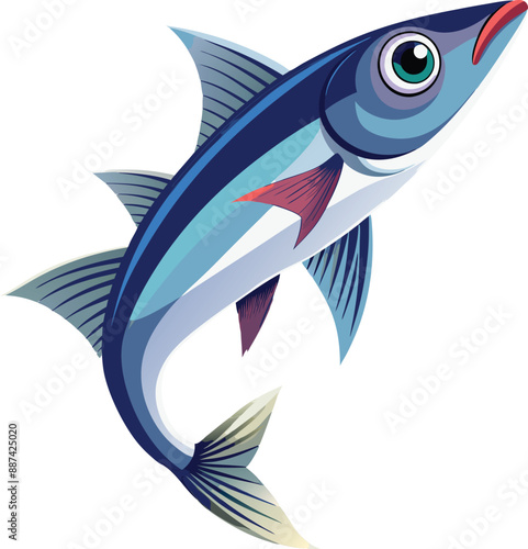 Anchovy small forage fish isolated vector illustration icon. Vector, icon, logo, png. Vector shoaling fish used as food and bait. European anchovy, Engraulis encrasicolus, Anchoa, Anchoviella, Engraul