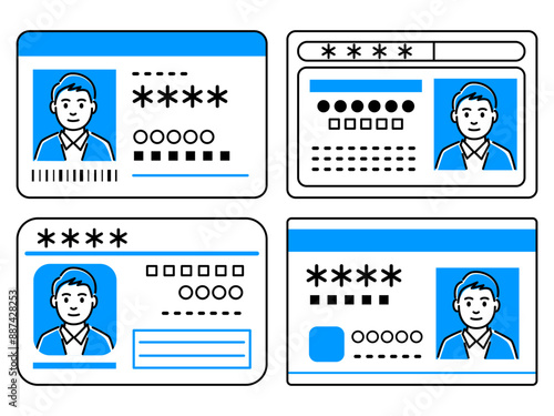 身分証明書　男性の顔写真入りのカード　バリエーション