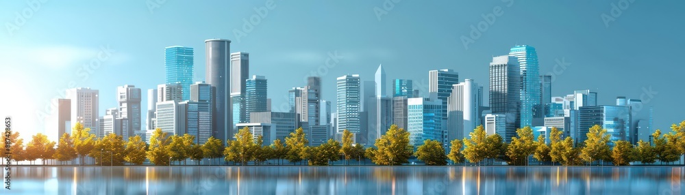 Obraz premium Architectural sketch of a futuristic cityscape with greenery