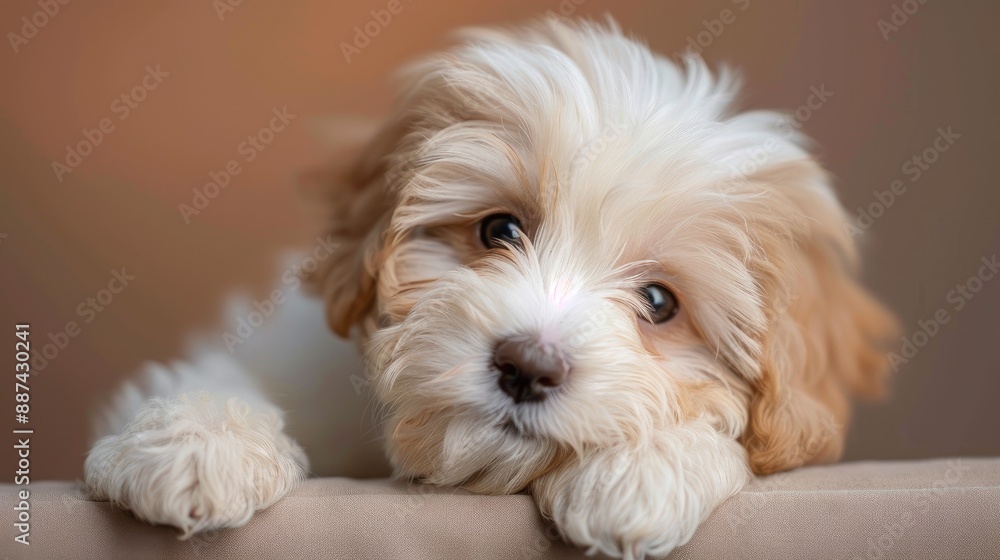 Close up of adorable havanese puppy with tilted head Close up of adorable havanese puppy with tilted head
