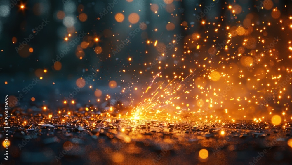 Sparkling Metal with Fire and Smoke Sparkling Metal with Fire and Smoke