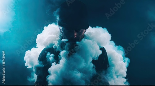 smoke covering a man's face Generative ai photo