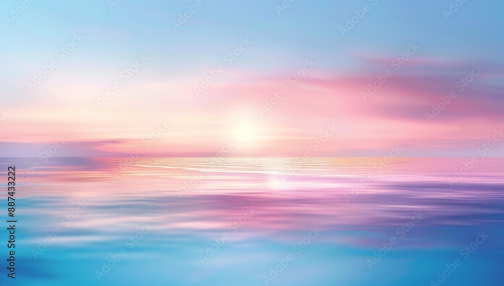 Blurred background of blue and pink sunset over the sea Blurred background of blue and pink sunset over the sea