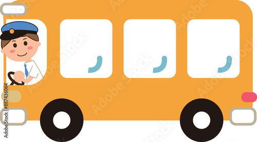 黄色いバスと運転手