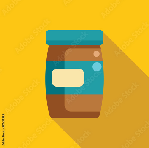 Simple illustration of a glass jar with a blue label, perfect for representing peanut butter or other spreads