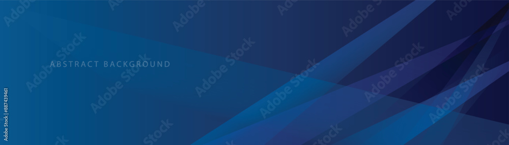 Obraz premium Abstract modern blue horizontal banner background with geometric diagonal overlay layer and glowing lines. Suit for banner, poster, cover, header, flyer, brochure, website, presentation. 