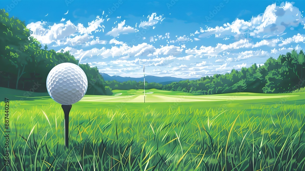 golf ball with green field background golf ball with green field background