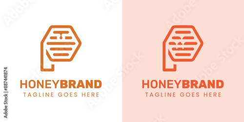 Initial P Honey Logo Set, Perfect for Beekeeping and Honey Producers
