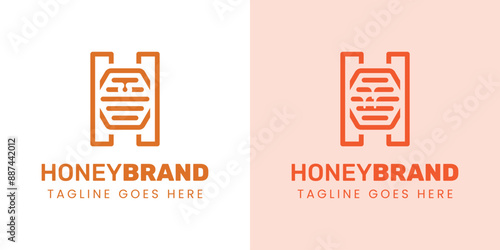 Initial H Honey Logo Set, Perfect for Beekeeping and Honey Producers