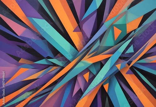 Wallpaper Mural Colorful abstract geometric pattern with overlapping diagonal shapes in various vibrant colors including orange, green, blue, purple, and black Torontodigital.ca