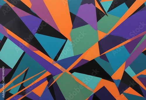 Wallpaper Mural Colorful abstract geometric pattern with overlapping diagonal shapes in various vibrant colors including orange, green, blue, purple, and black Torontodigital.ca