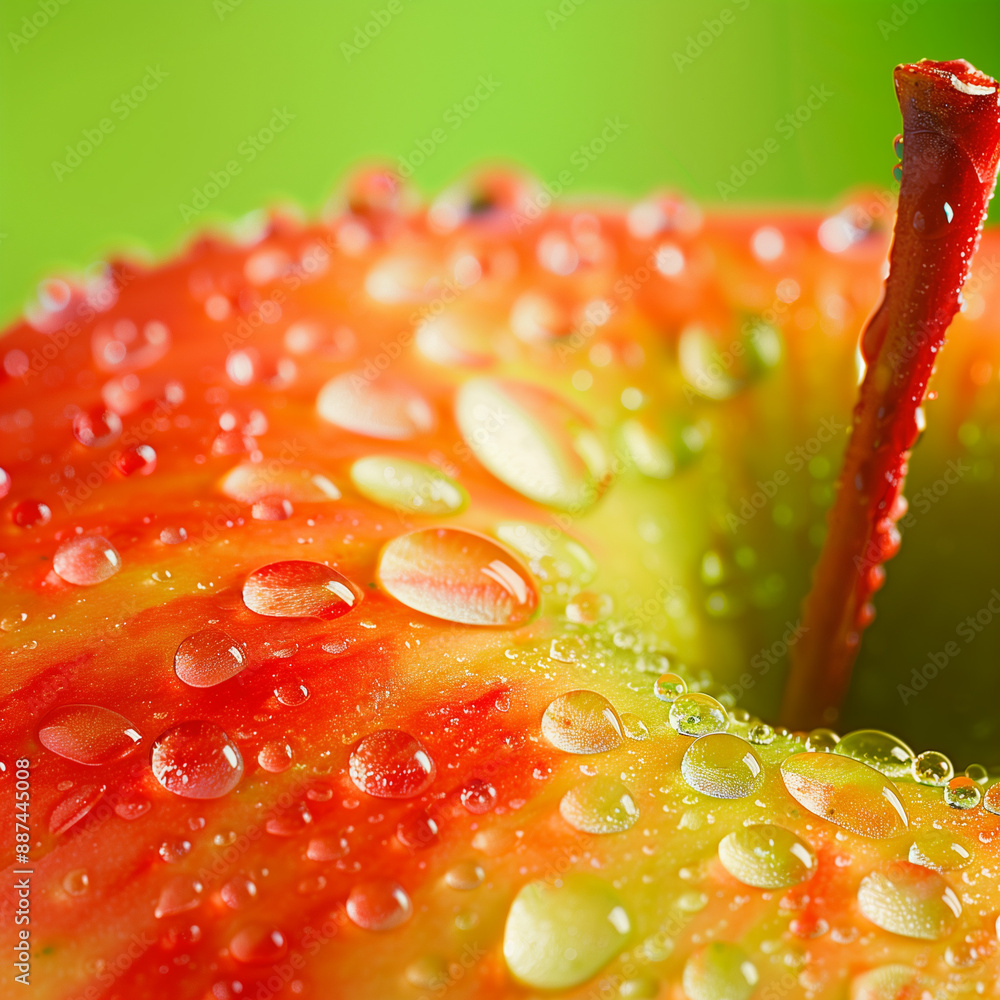 Close-Up of a Fresh Red Apple with Water Droplets, Highlighting the Crispness and Juiciness of the Fruit in Vivid Detail Close-Up of a Fresh Red Apple with Water Droplets, Highlighting the Crispness and Juiciness of the Fruit in Vivid Detail