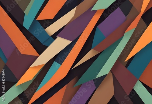 Wallpaper Mural Colorful abstract geometric pattern with overlapping diagonal shapes in various vibrant colors including orange, green, blue, purple, and black Torontodigital.ca