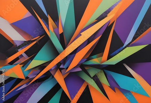 Wallpaper Mural Colorful abstract geometric pattern with overlapping diagonal shapes in various vibrant colors including orange, green, blue, purple, and black Torontodigital.ca