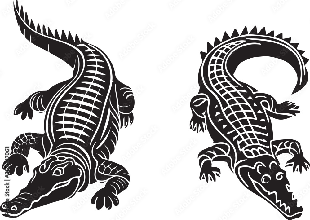 Crocodile and alligator silhouette Crocodile and alligator silhouette