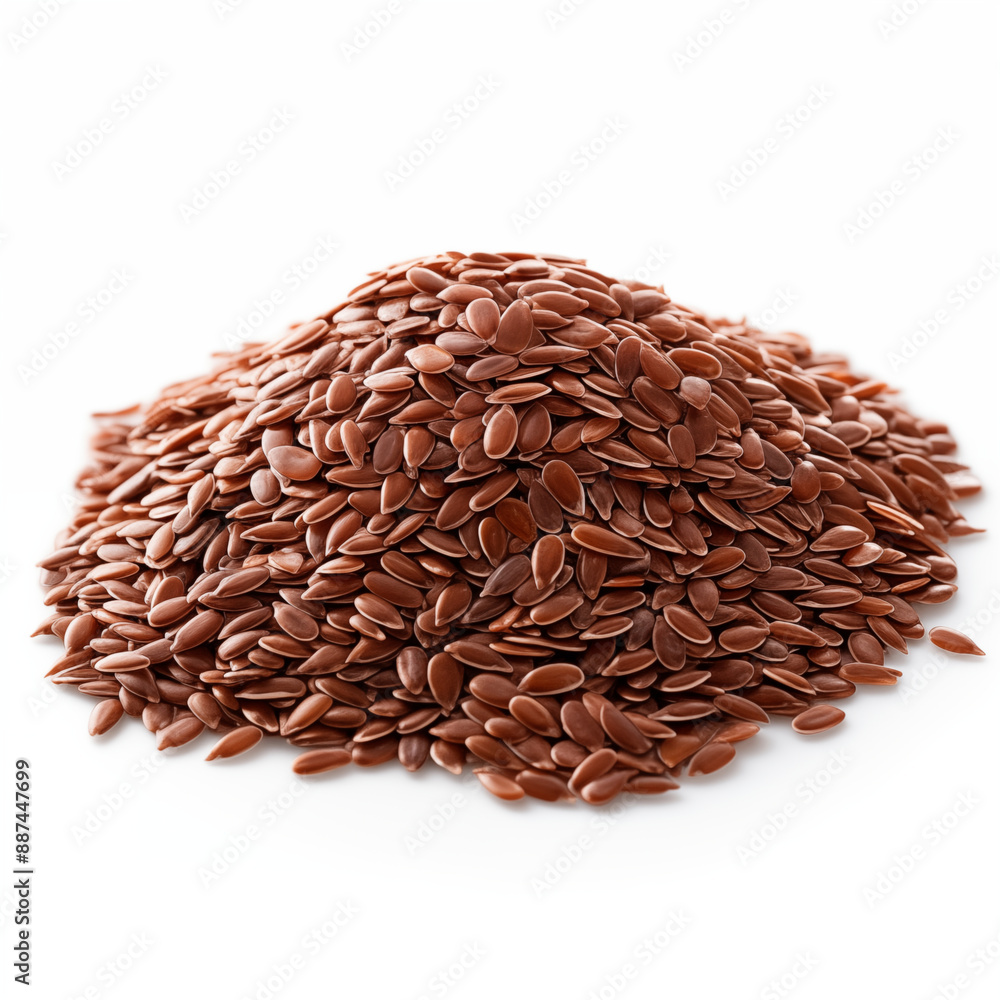 High Pile of Flax Seeds on White Background Highlighting Their Rich Brown Color and Nutritional Value for Healthy Eating High Pile of Flax Seeds on White Background Highlighting Their Rich Brown Color and Nutritional Value for Healthy Eating
