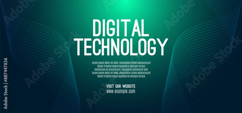 Digital technology banner blue green background concept, cyber technology light effect, abstract tech, innovation future data, internet network, Ai big data, lines dots connection, illustration vector