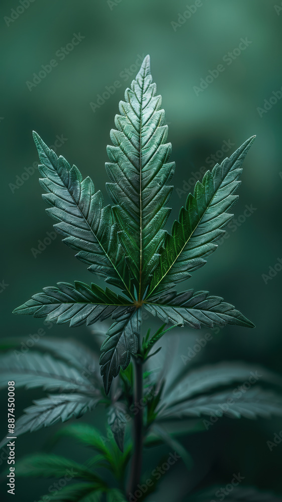 Fototapeta premium Cannabis Leaf on Green Background