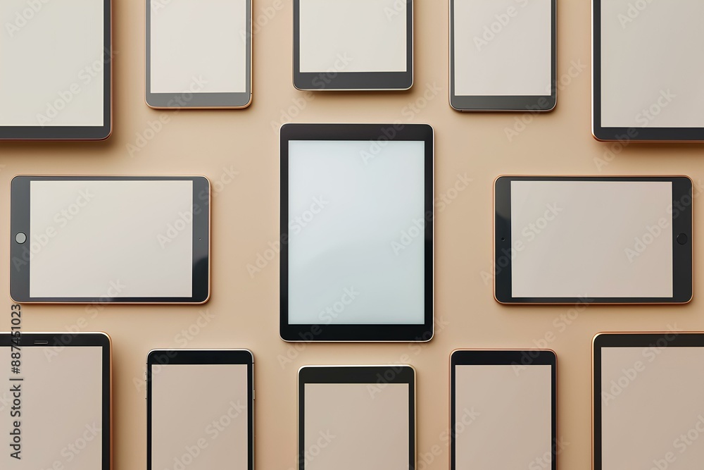 Fototapeta premium A group of tablet computers sitting next to each other