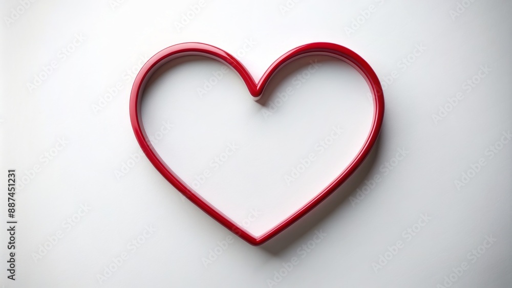 Simple, yet elegant, isolated, bold, crimson heart shape outline on a clean, crisp, pure, white background, conveying love symbolically. Simple, yet elegant, isolated, bold, crimson heart shape outline on a clean, crisp, pure, white background, conveying love symbolically.
