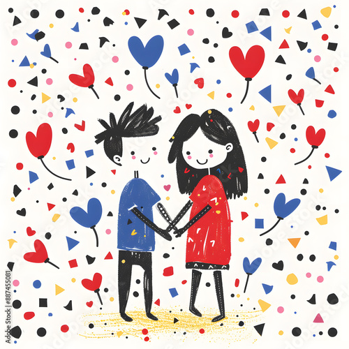 Wallpaper Mural Valentine's Day cartoon cards. Generative AI Illustration Torontodigital.ca