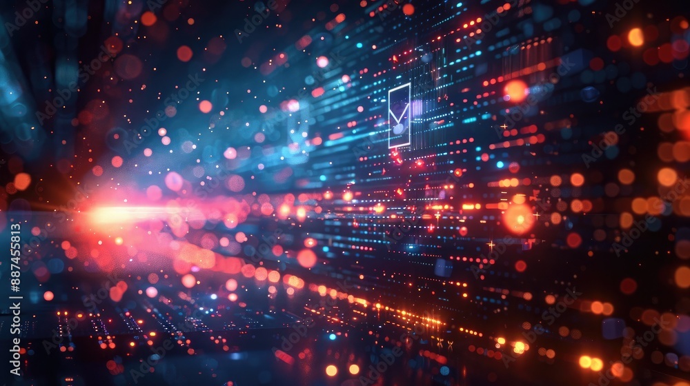 Email Marketing Elements on Modern Digital Background - Increased Reach and Engagement Email Marketing Elements on Modern Digital Background - Increased Reach and Engagement