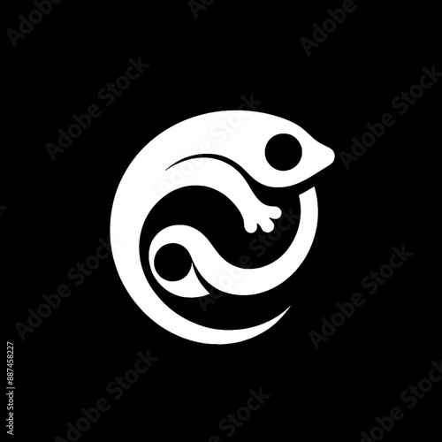 Cute Chameleon Art Design For Logo